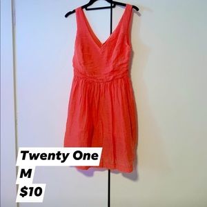 Coral v neck midi dress